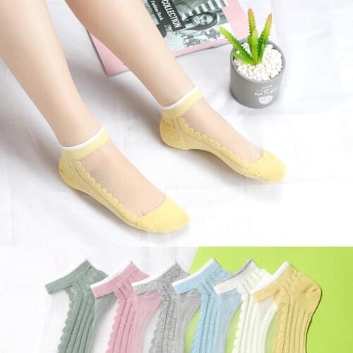 Sexy fishnet Women Lace Ruffle Soft Comfy Sheer Silk Elastic Mesh Knit Frill Trim Transparent Ankle funny socks 1pair=2pcs