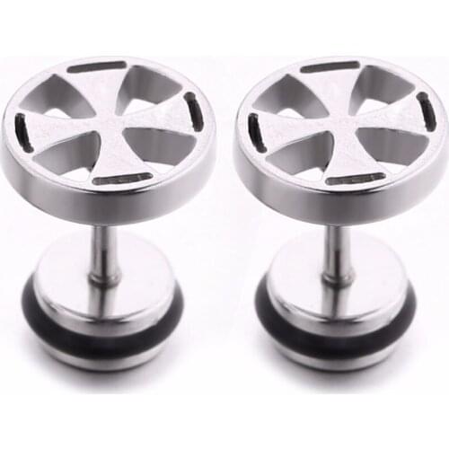 20 PCS Sliver Cross Earring for Woman Man Ear Stud Stainless Steel Punk Ear Piercing Jewelry