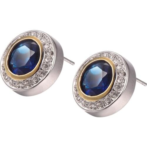 Blue Crystal Zircon With Multi White Crystal Zircon Earrings 925 Sterling Silver Earrings TE628