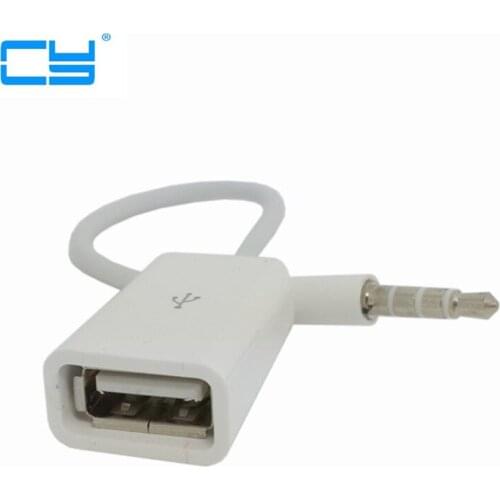 Sincronizacao Car 3 5 mm masculino Aux audio para USB feminino para USB Flash Disk leitor de cartao