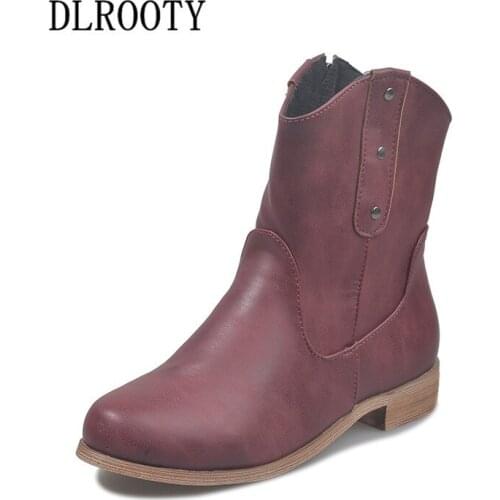 Women Ankle Martin Boots Autumn Female Casual Shoes Woman Flat Fashion Platform Round Toe Zip Solid Comfortable Plus Size 35-43