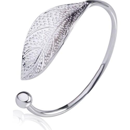 925 Sterling Silver Leaf Charm Bracelets & Bangles For Women Christmas Gift Adjustable Bracelet Pulseira Feminina