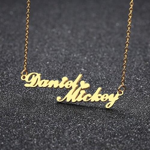 Women Handmade Custom Name Pendant Personalized Nameplate Necklaces Stainless Steel Jewelry Heart Statement Choker For Lovers