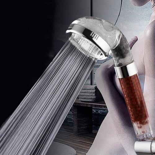 Hard Water Detachable Shower Head Filter Ionic Shower Heads Spary Nozzle High Pressure Water Saving Bath Stone Shower Head