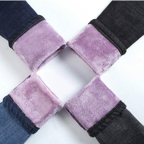 Winter Pencil Jeans Woman 2019 High Waist Fleece Warm Denim Trousers Female Skinny Pencil Pants Women Casual Jeans Plus size
