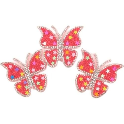 10Pcs And 2Pcs/Lot 5.5*5CM Cute Butterfly AB Rhinestone Diamond Applique Patch For Clothing Dress Diy Hair Clip Accessories