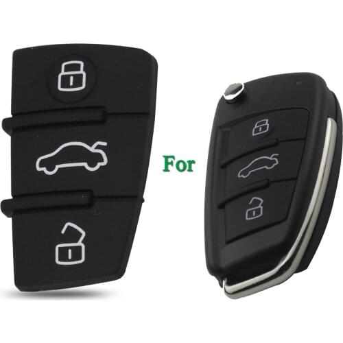 Bilchave 10pcs 3 Buttons Flip Remote Key Keyless Rubber Pad Replacement For Audi A3 A4 A5 A6 A8 Q5 Q7 TT S LINE RS Switchblade