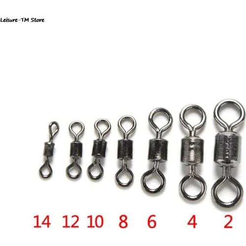 100Pcs Ball Bearing Stainless Steel Swivels Fishing Fish Connector Rolling Swivels Rig Sea Carp Fishing Tools Multi Sizes