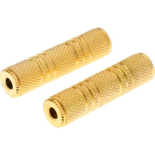 2pcs Gold Plated 1/8inch Female to Female Jack Adapter Audio Coupler Connector for Audio Cables