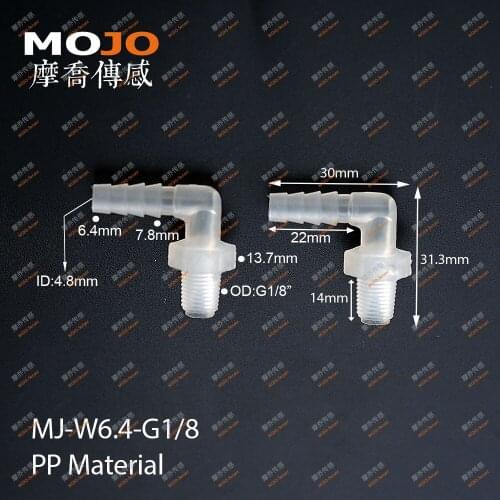 2020 Free shipping!! MJ-W6.4-G1/8 Elbow male thread to nipple water connector fitting (100pcs/lots)