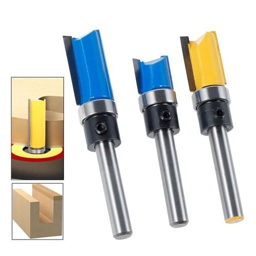 3pcs Flush Trim Bit Z4 Pattern Router Bit Top And Bottom Bearing Bits 1/4" Blade Milling Cutter For Wood Woodworking Cutters