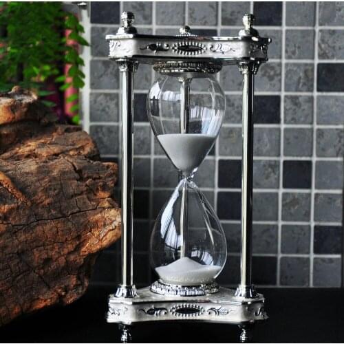 30 min Vintage Moonlight Metal Hourglass sand timer brush Home decortion craft Desktop Christmas new year birthday gift For Kids