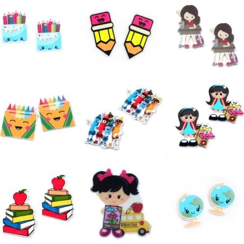 Back to School 5Pcs Flat Back Planar Resin Acrylic/non-woven Patch DIY Hair Accessories Bow-knot Embellishment Craft,5Yc20170