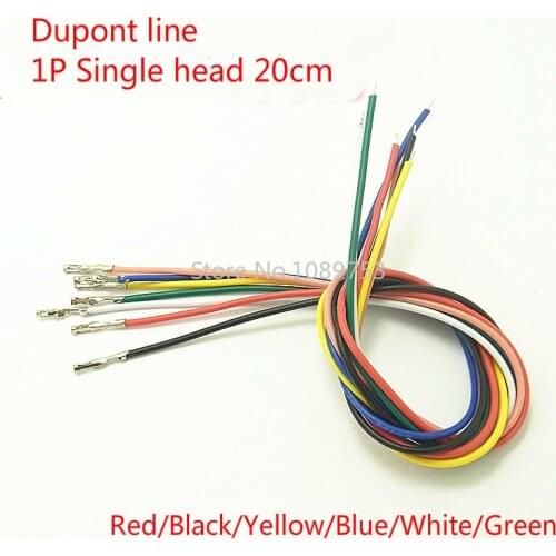 50Pcs 2.54mm DuPont line single head reed terminal Wire length 20CM 26AWG wire