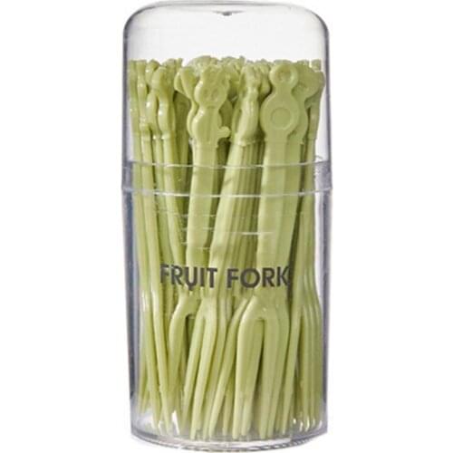 50Pcs/Barrel Food Picks Disposable Multi-function No Odor Plastic Plastic Cocktail Picks Fruit Forks for Fruit Shop 3 Colors