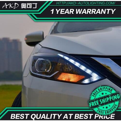 AKD tuning cars Headlight For Nissan Sentra Sylphy 2016-2018 Headlights LED DRL Running lights Bi-Xenon Beam Fog angel eyes