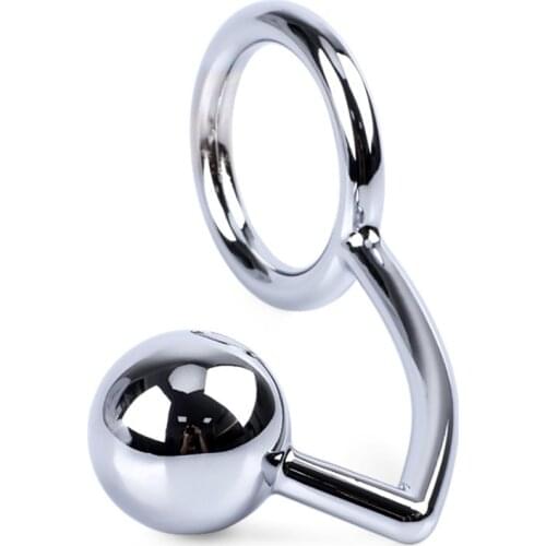 Adult Games Stainless Steel Butt Plug Ball Anal Hook With Penis Ring Chastity Cock Device Sex Toys For Men