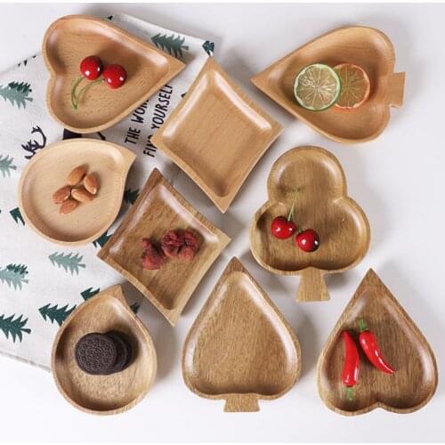 Japanese Style Irregular Seasoning Bowls Food Fruit Dessert Dishes Snacks Saucer Tray Wood Table Plate for Hotel Home