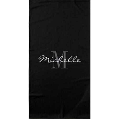 Black White Personalised Monogram Name Beach Face Towel Elegant Bathroom Shower Towels Large Sports Gym Spa Birthday Gift Daddy