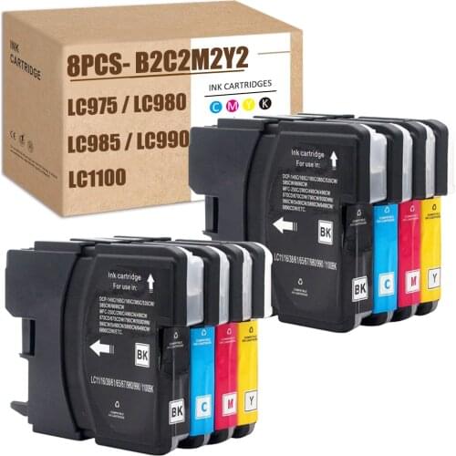 For Brother LC-980 xl LC980 xl LC1100 XL LC990 XL for DCP-6690CN J715W 535CN J615W,MFC-250C 255CW 257CW 290C 295CN 297C 5490CN