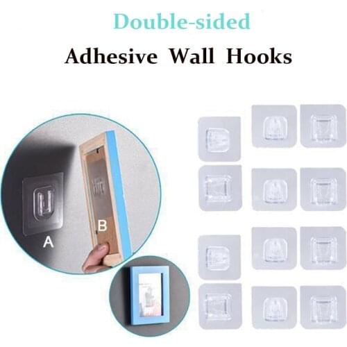 Double-Sided Adhesive Hooks Silicone Double Sided Tape Wall Hook Holder Silicone Seamless Adhesive Hook Self-Adhesive Hanger