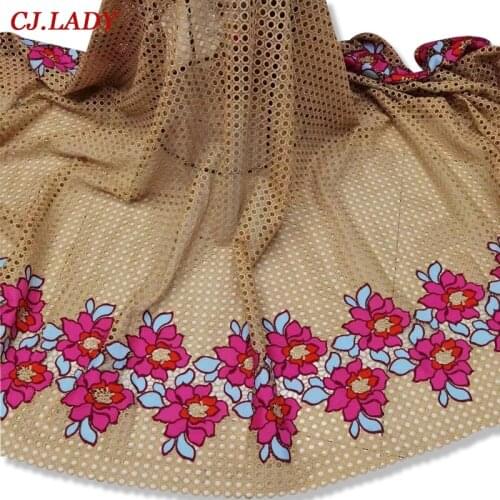 Hot sale 5 Yards white High quality African Swiss Voile Lace for wedding dress cotton embroidery lace fabric in Party Cloth A03