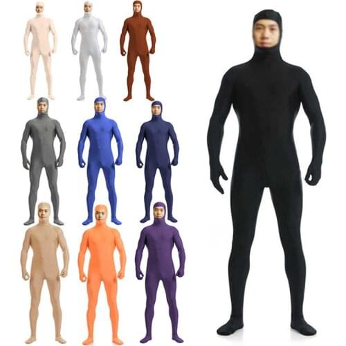 Zentai Suit Women Men Sheath Hood Zentai Bodysuit Jumpsuits One Piece Plugsuit Costume Fullbody Catsuits Cosplay Tight Clothes