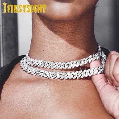 12mm Cuban Link Chains Necklace Fashion Gold cz Hiphop Jewelry Bling AAA Zircon 2 Row Iced Out Necklaces Choker For Women