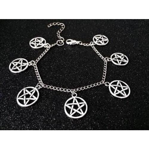 Hot Pentacle Bracelet Supernatural Pentagram Witchcraft Gothic Charm Bracelets&Bangles