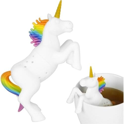 1 Piece Make Tea Infuser Bags Strainer Teaspoon Filter Unicorn Shape Holder Drinkware Kitchen Silicone Rubber Organizer Diffuser