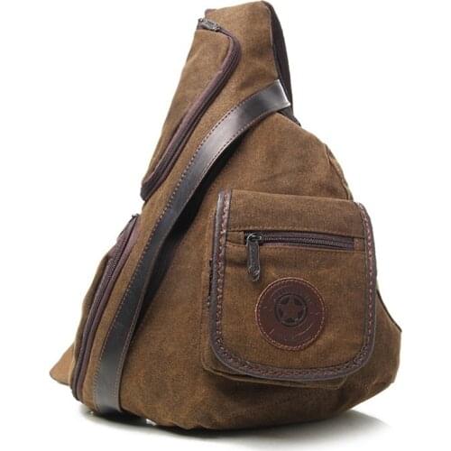 High Quality Men Canvas Sling Chest Day Back Pack Travel Multi-Capacity Shoulder Messenger Bags Cross Body Single Rucksack