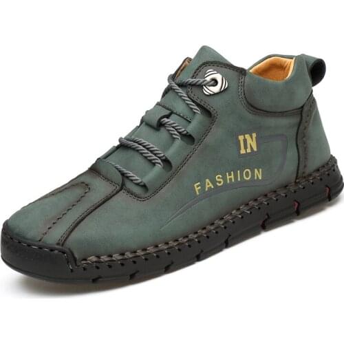 Mens Leather Boots New Fashion Men Autumn Winter Shoes Wearable Large Size Casual Shoes Trend Mens Fashion Ankle Boots Men