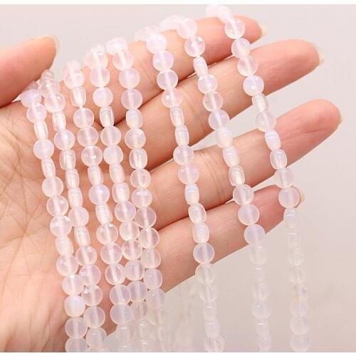 Natural Semi-precious Stone Oblate Section Beads MoonStone 6mm For DIY Necklace Earrings Accessories Gift Length 38cm