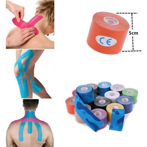 New 1Pc Cotton Sports Tape 5CMX5M Muscle Sticker Medical Bandage Intramuscular Patch Closure Kinesiology Tape Elastic Patch Tape