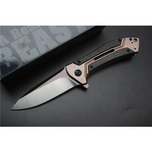 New ZT0801CF ball bearing Folding Knife D2 Titanium Carbon Fiber Camping Hunting Survival Kitchen Knives Outdoor fishingEDC Tool
