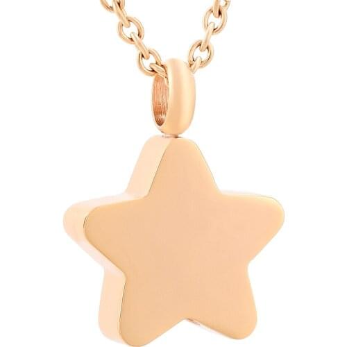IJD9829 Little Star High Polish Stainless Steel Cremation Pendant Necklace Fashion Jewelry Ashes Keepsake Urn Necklace