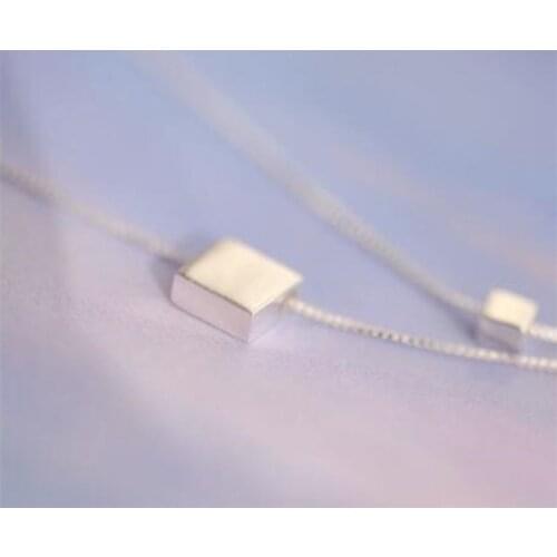 Season Gate 925 Sterling Silver Chain Double Layer Square Box Simple Fashion Necklace for women SN027