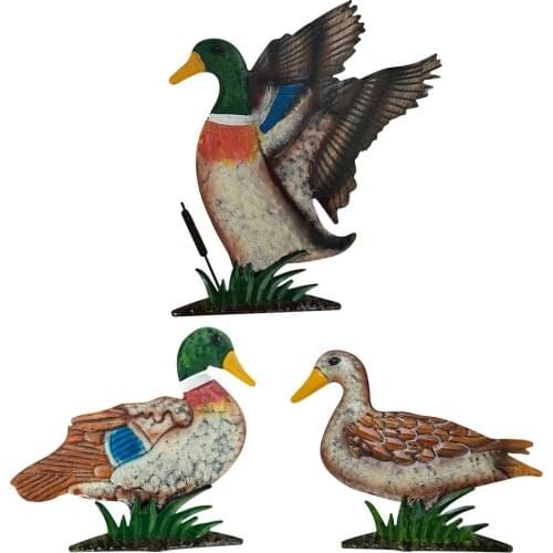Garden Duck Crafts Weatherproof Rust-proof Wrought Iron Outdoor Garden Courtyard Metal Mallard Decor Accessories Supplies