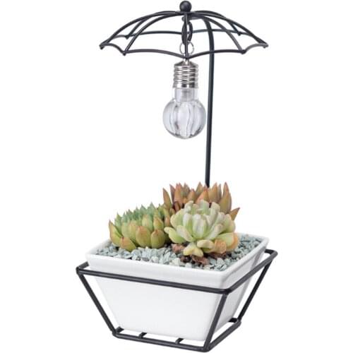 Simple Umbrella Shape Ceramic Plant Flower Pot Bracket Display Holder with Bulb Home Office Garden Decor Flower Pot Rack