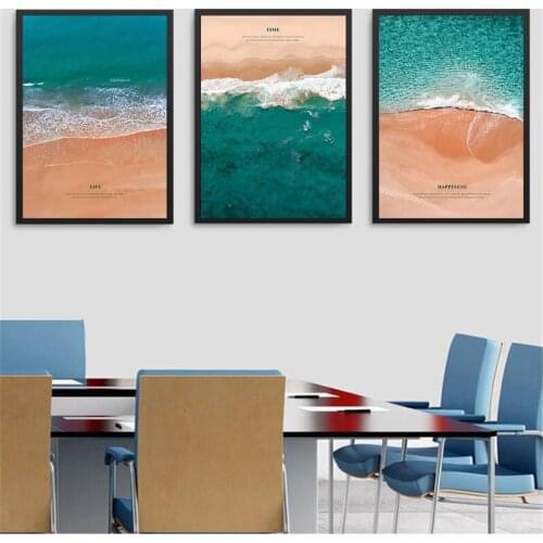 Sea Beach Poster Nordic Wall Art Quotes Canvas Print Seascape Inspirational Wall Art Pictures Home Decoration Bedroom Decor