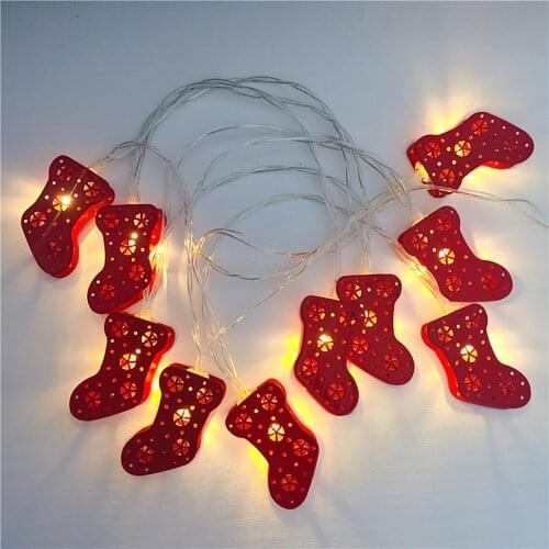 Holiday Party Ornaments String Light Decorations Christmas Socks Festival Supplies Battery Type White Lights