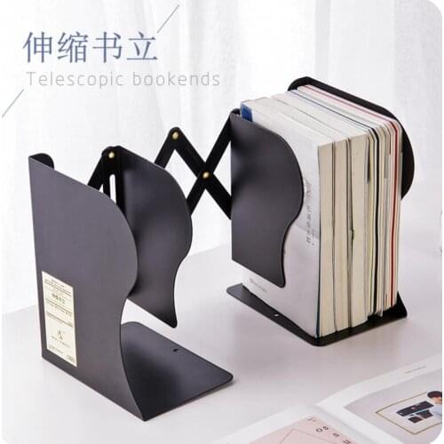 Simple Iron Bookshelf Retractable Book Holder Desk Book Stand Office Organizer Bookend