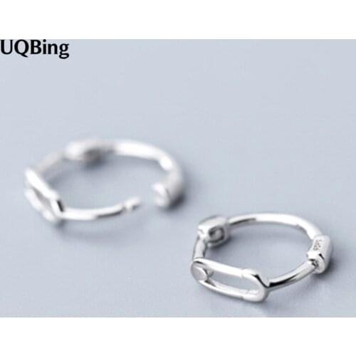 925 Sterling Silver Unique Design Paperclip Safety Clip Earrings Exquisite Jewelry Gift for Women