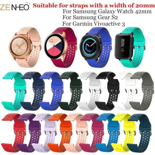 20mm silicone Watch strap for Samsung Galaxy Watch 42mm/Gear S2/Garmin Vivoactive 3/Garmin Vivomove/Forerunner 645 wristband