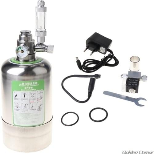 Aquarium DIY CO2 Generator System Stainless Steel Bottle Tools with Pressure Gauge Automatic Pressure Relief Valve F03 21
