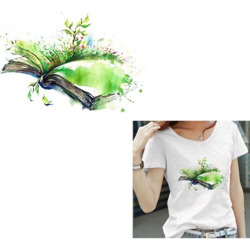 Grass Book Iron-on Transfers For Clothing Cloring Stickers Transfer Sticker Prints For Clothing Applique Iron on Patches Fusible