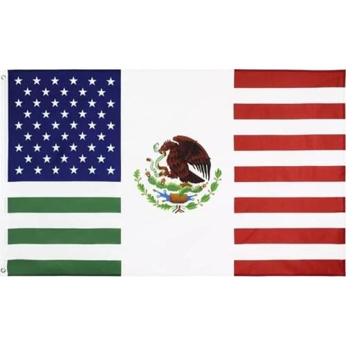 In Stock 3x5ft USA Mexico Friendship Traditional Flag American Mexican Combination Flag Banner for Indoor Outdoor