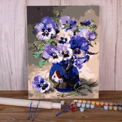 Adult Flower Coloring By Numbers Painting Kit Oil Paints 40*50 Canvas Pictures Handmade For Wholesale