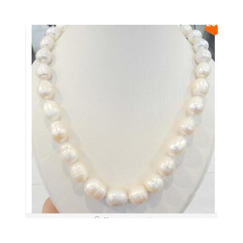 Womens 24 INCHES LONG. BIG RICE SHAPE 11-10MM WHITE REAL PEARL NECKLACE AAA Factory Wholesale price Women Gift word Jewelry