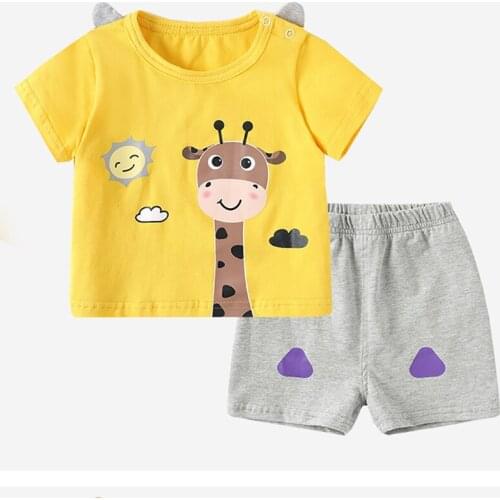 ZWF965 Summer Boy Clothing Set 2021 New Casual Fashion Active Cartoon T-shirt+ Pant Kid Children Baby Toddler Boy Clothing